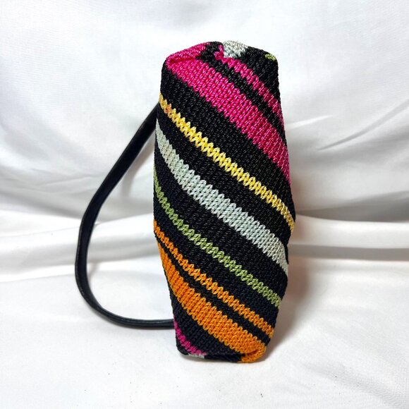 The Sak-Miniture Purse-Black/Fuchsia/Green/Yellow Stripes-Lined Pink-Wrist Purse - Picture 9 of 16
